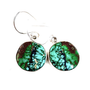 Number Eight Turquoise Sterling Silver Round Earrings - Keja Designs Jewelry