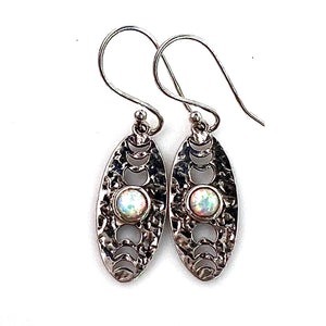 Fire Opal Phases of the Moon Sterling Silver Earrings - Keja Designs Jewelry