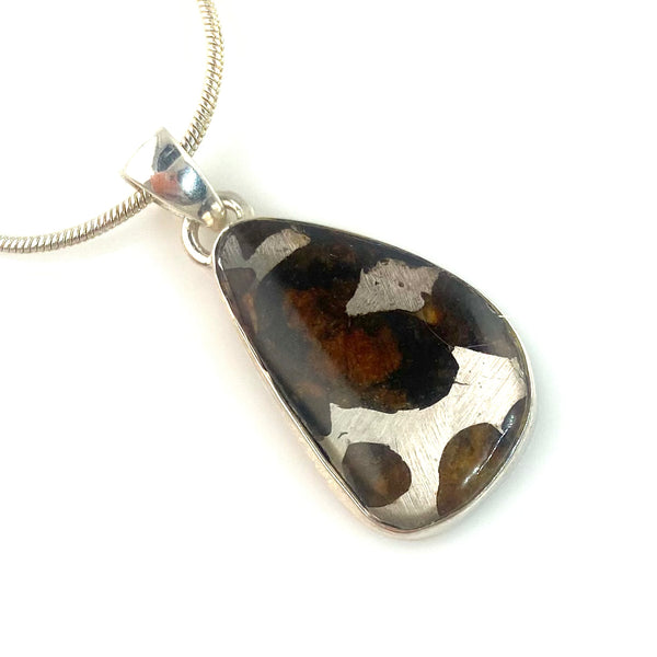 Pallasite Meteorite Sterling Silver Pendant - Keja Designs Jewelry