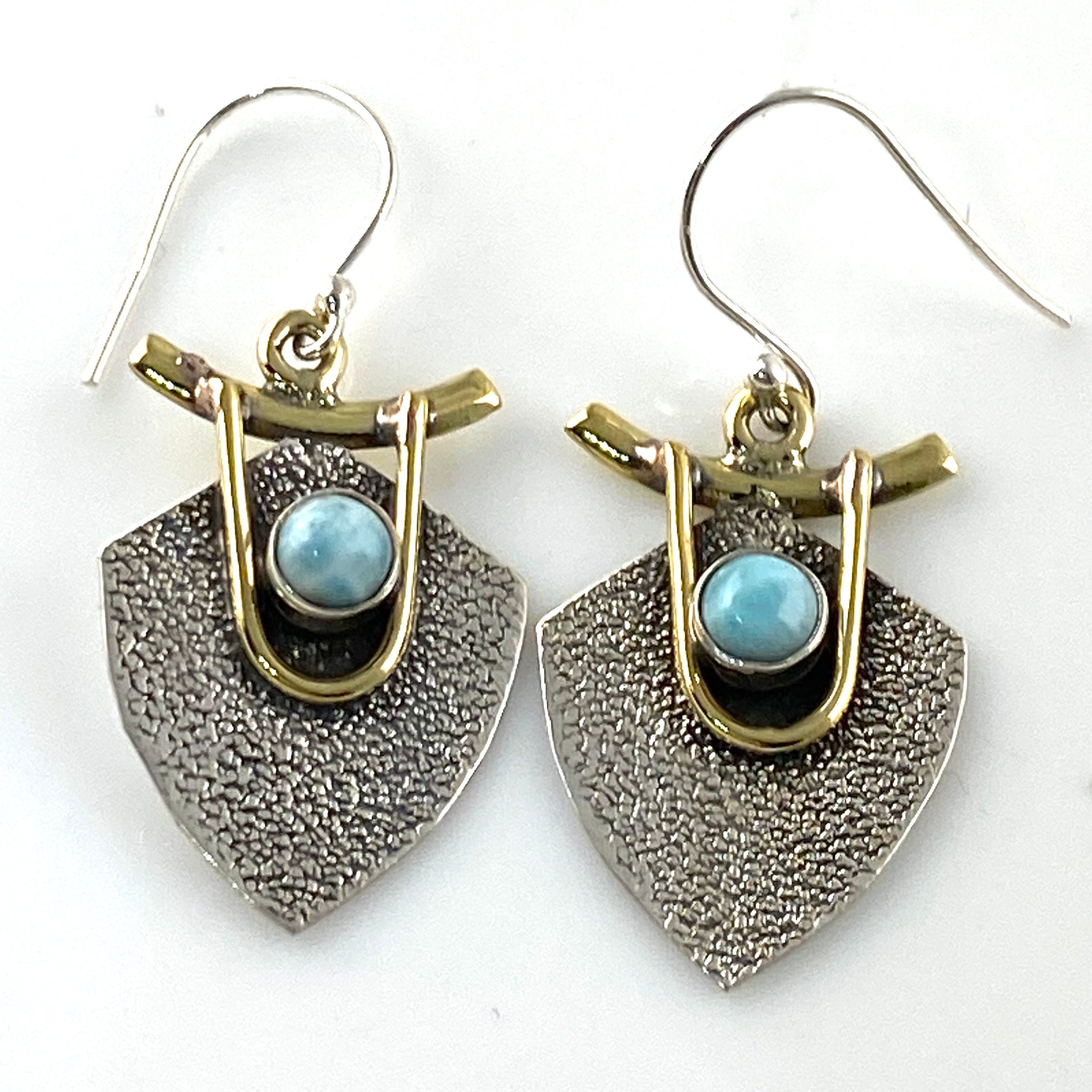 Larimar Sterling Silver Two Tone Earrings - Keja Designs Jewelry