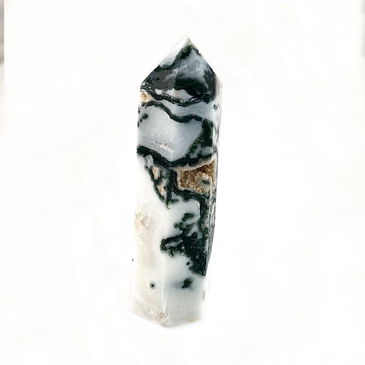 Natural Moss Agate Crystal Tower Obelisks, Healing Crystals, miss Agate for Décor - Keja Designs Jewelry
