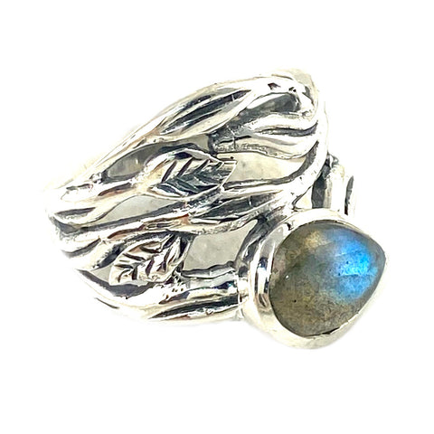 Labradorite Sterling Silver Vine Ring - Keja Designs Jewelry