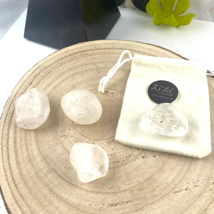 Clear Quartz Polished Chunk Stones, Choose Quantity, Polished Clear Quartz for Décor or Crystal Grids - Keja Designs Jewelry