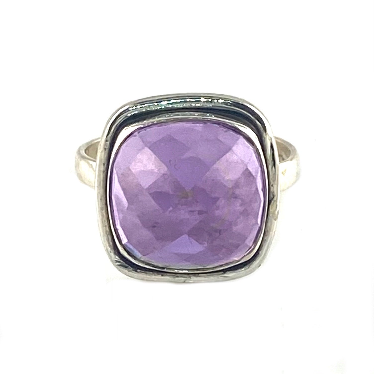 Amethyst Sterling Silver Rose Cut Solitaire Ring - Keja Designs Jewelry