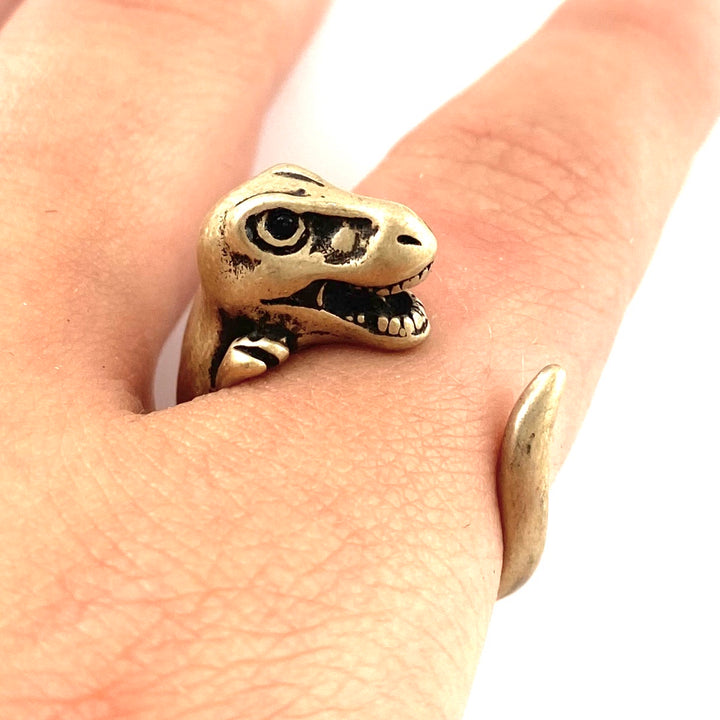 Animal Wrap Ring - T-Rex - Yellow Bronze - Adjustable Ring - Keja Designs Jewelry