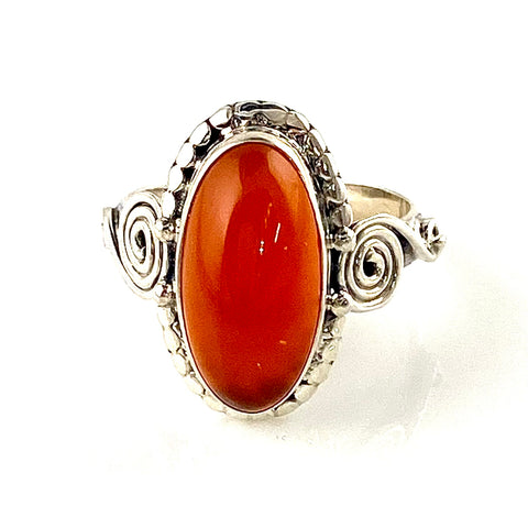 Carnelian Sterling Silver Oblong Ring - Keja Designs Jewelry