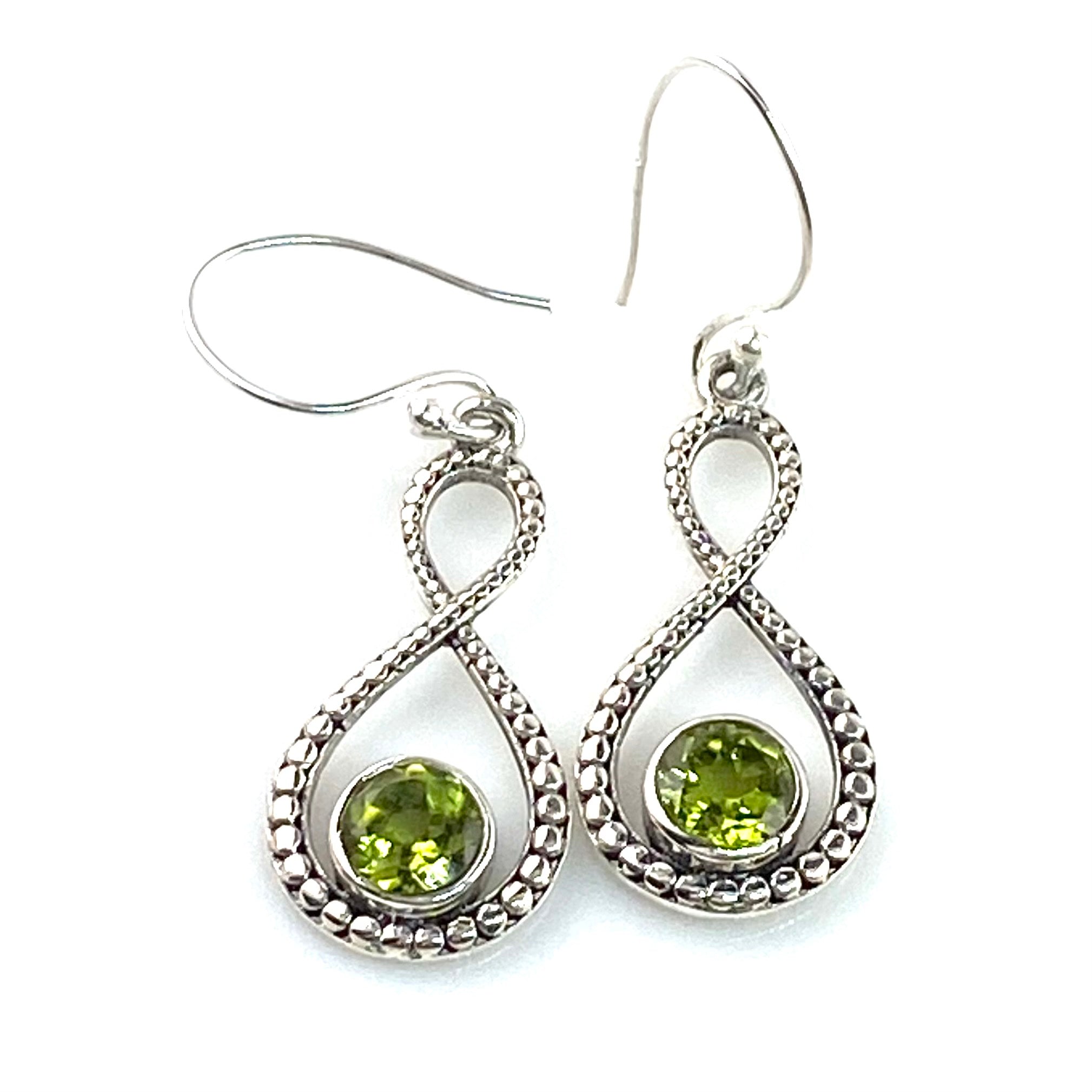 Peridot Sterling Silver Infinity Earrings - Keja Designs Jewelry