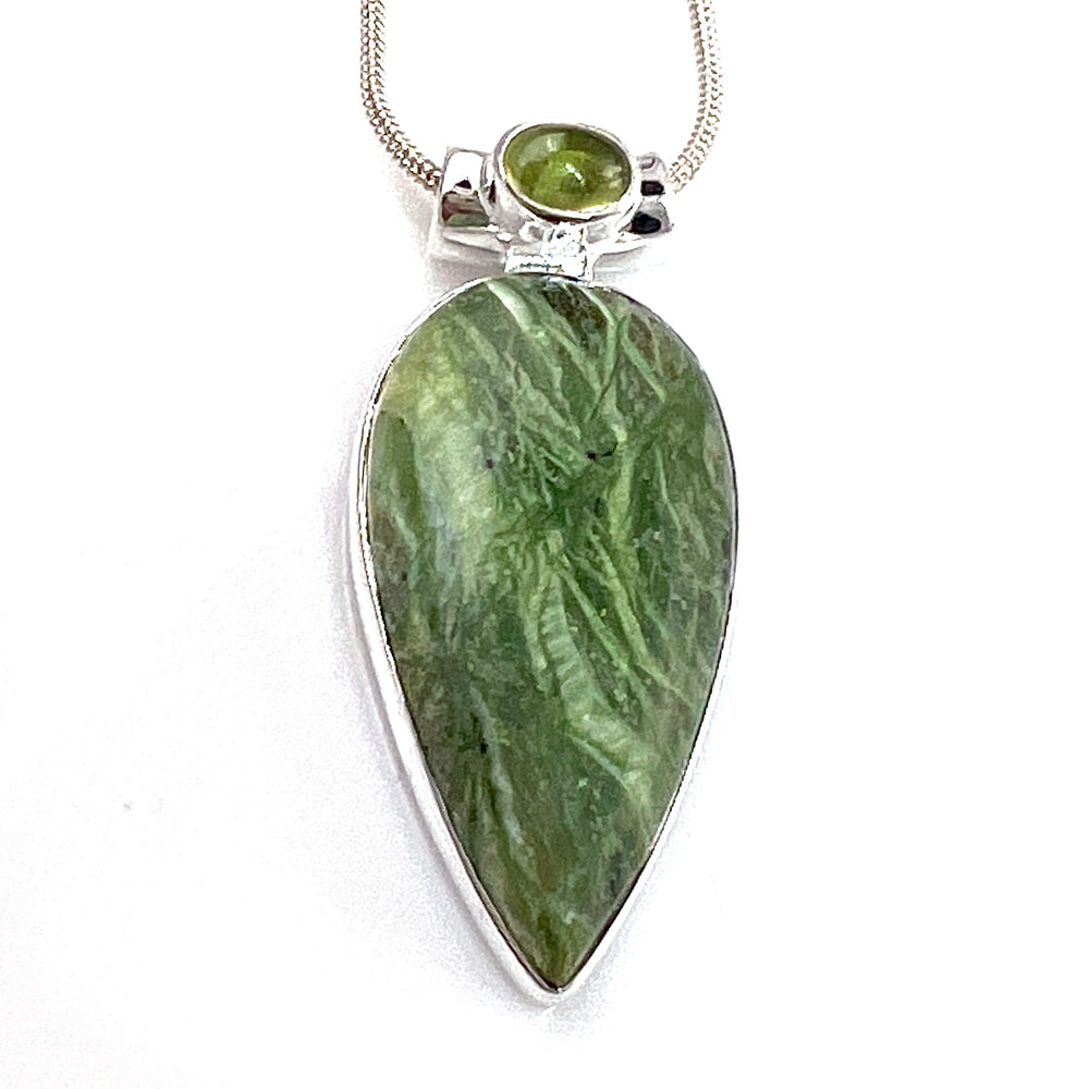 Imperial Opal & Peridot Cabochon Sterling Silver Pendant - Keja Designs Jewelry