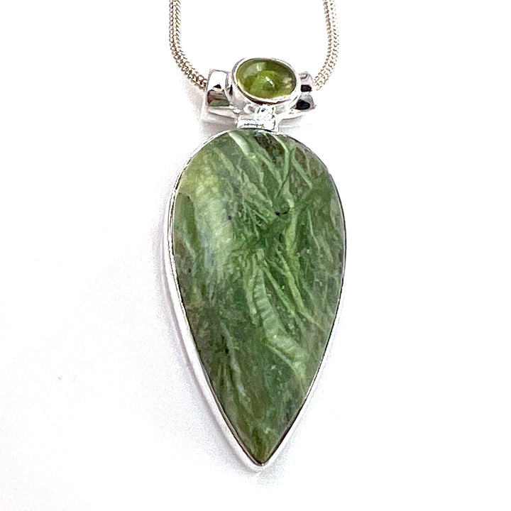 Imperial Opal &amp; Peridot Cabochon Sterling Silver Pendant - Keja Designs Jewelry