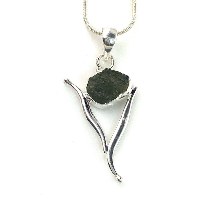 Moldavite Sterling Silver Vortex Pendant - Keja Designs Jewelry