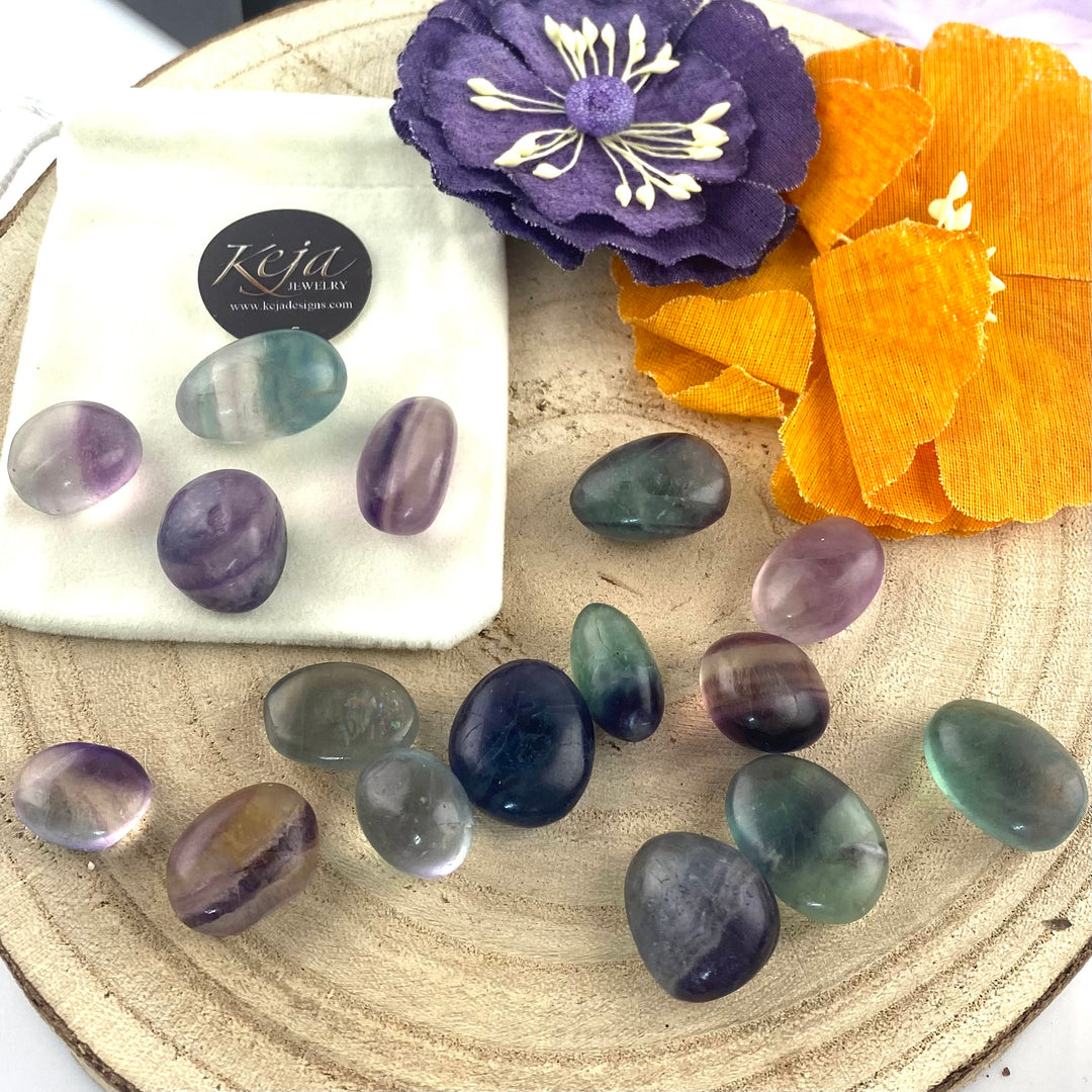 Fluorite Polished Chunk Stones,  Choose Quantity, Fluorite Polished Chunk Stones for Décor or Crystal Grids - Keja Designs Jewelry