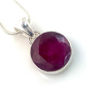 Ruby Sterling Silver Round Pendant - Keja Designs Jewelry