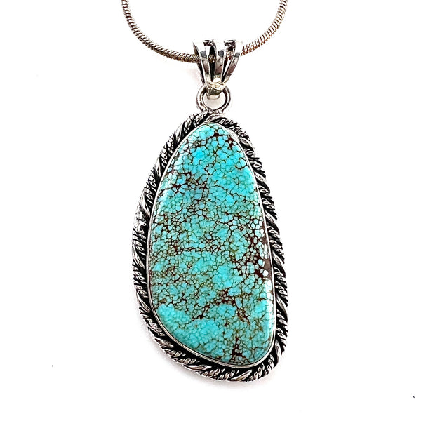 Number Eight Turquoise Sterling Silver Pendant - Keja Designs Jewelry