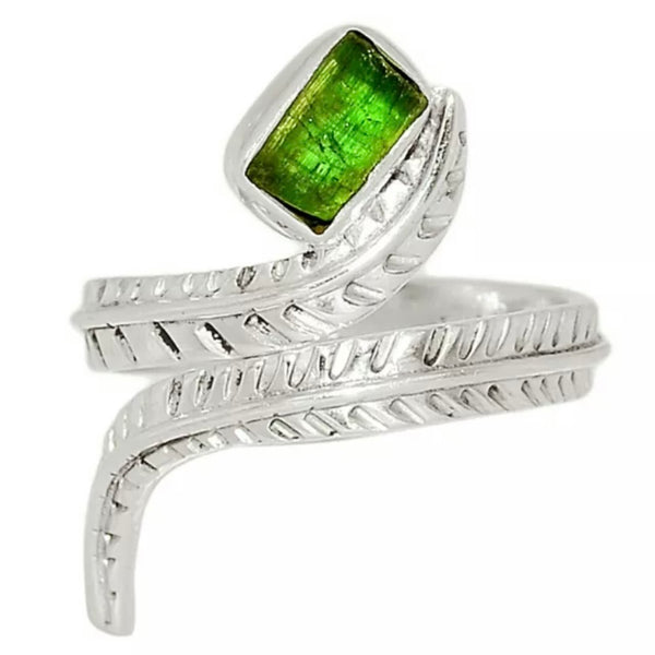 Green Tourmaline Sterling Silver Adjustable Wrap Ring - Keja Designs Jewelry