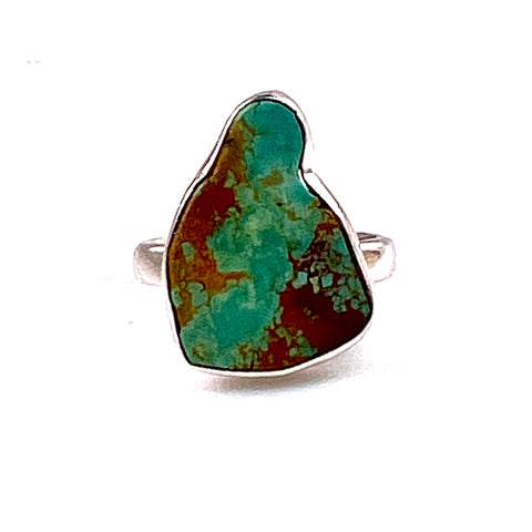 Mexican Turquoise Raw Slice Sterling Silver Ring - Keja Designs Jewelry